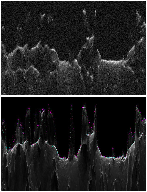 Clutter simulation compared to radargram